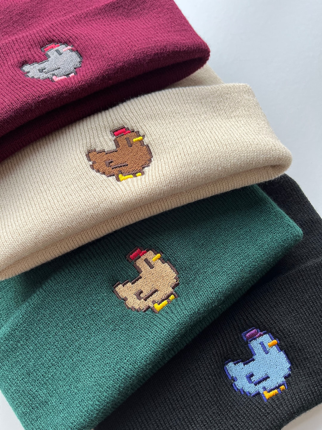 Pixel Chicken Beanie Stardew Valley Gift Etsy UK