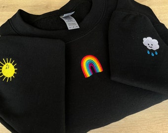 Rainbow, Sun & Cloud Sweatshirt with Sleeve Details