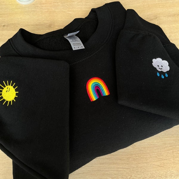 Rainbow, Sun & Cloud Sweatshirt with Sleeve Details