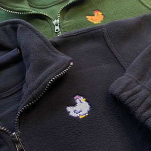 Pixel Chicken 1/4 Zip Fleece Jacket Navy