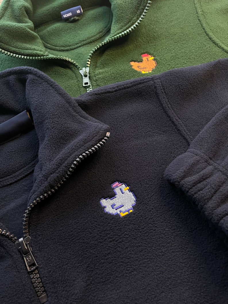 Pixel Chicken 1/4 Zip Fleece Jacket Navy