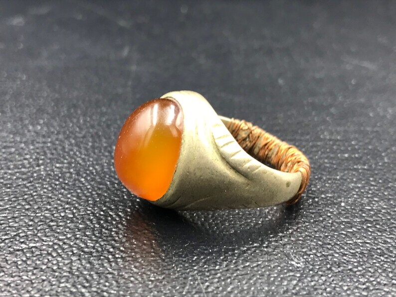 Handmade white metal right from Afghanistan with agate stone
