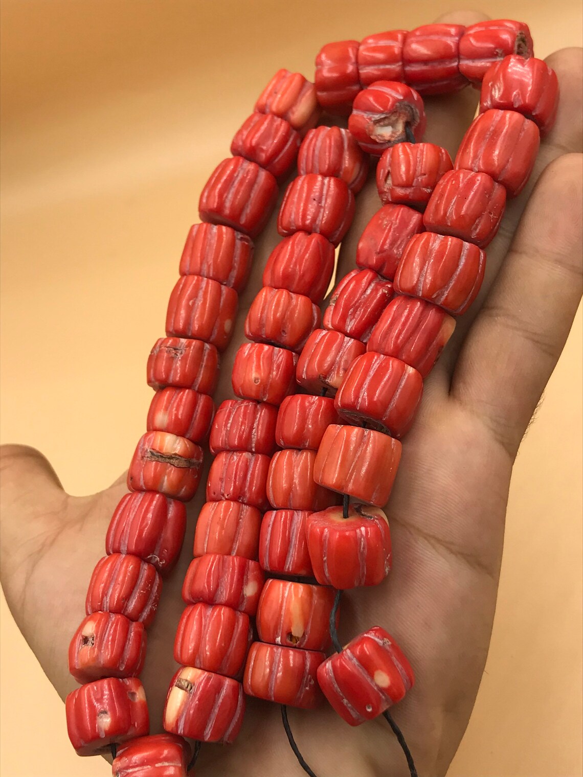 Wonderful natural rare red coral beads from Afghanistan real Etsy