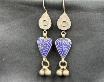 vintage old  enemal silver earring