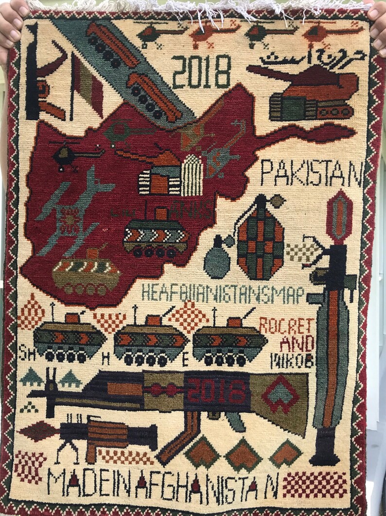 Handmade from Afghanistan war rug 80x59cm Etsy