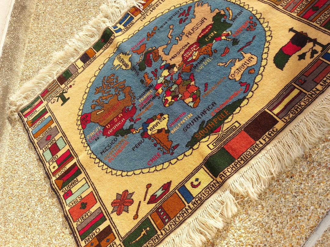 Beautiful World Map Afghan Rug High Quality Hand Made Home & Wall Decor ...