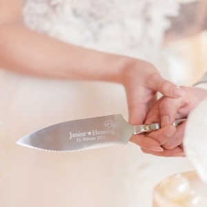 Tortenheber und Tortenmesser mit individueller Wunschgravur i Lasergravur I Hochzeit I personalisiert I Geschenkidee Hochzeit Bild 2