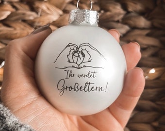 Weihnachtskugel personalisiert | Ihr werdet Großeltern | Oma & Opa | Verkündung Schwangerschaft | Christbaumkugel | Lasergravur 6cm aus Glas
