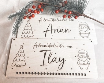 Calendario de Adviento de madera personalizado | Calendario navideño | Grabado láser I idea de regalo Navidad