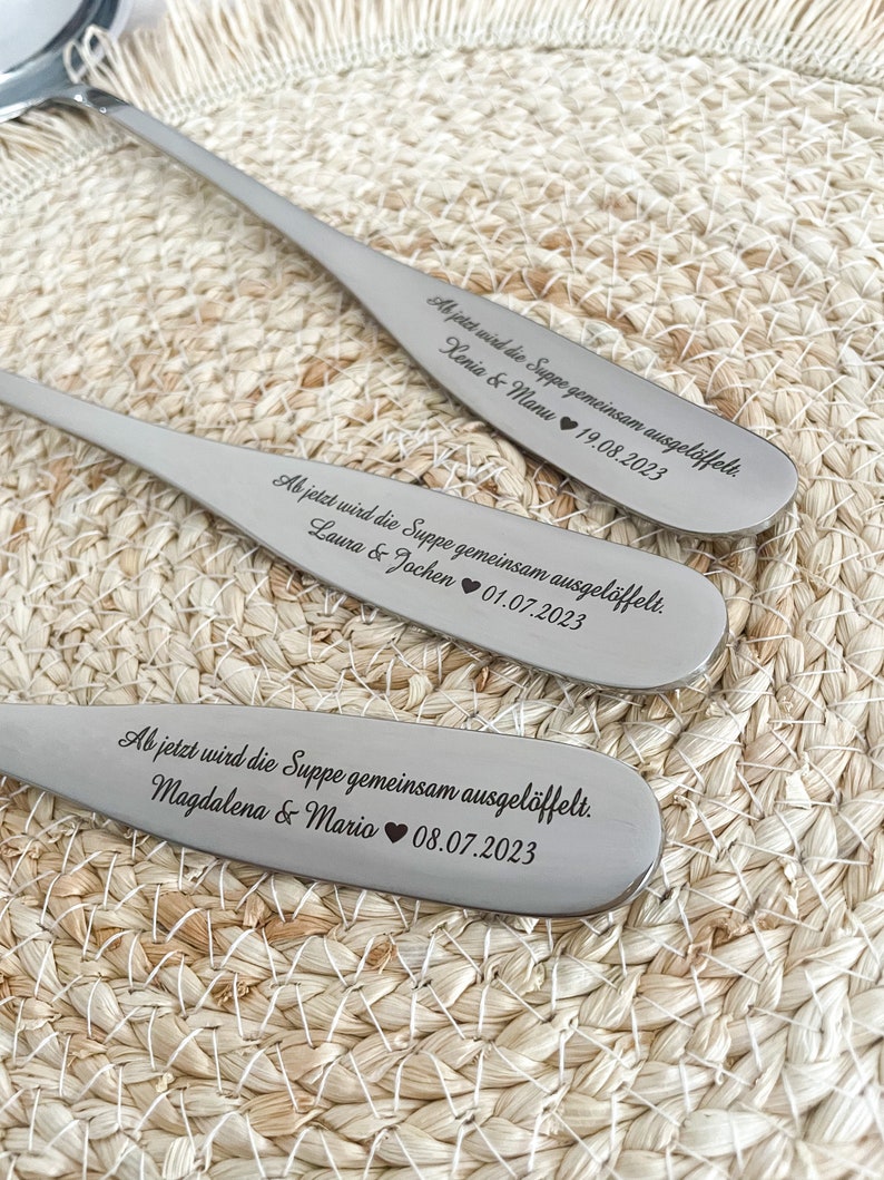 Suppenkelle personalisiert mit Name I Suppenkelle für die Hochzeitssuppe mit Gravur I Hochzeit I Wedding I Lasergravur Bild 2