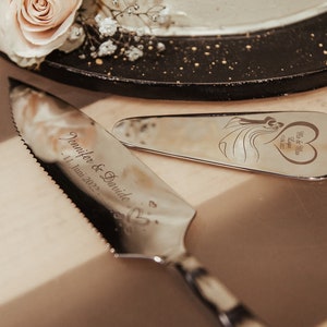 Servidor de tartas y cuchillo para tartas con grabado individual i grabado láser I boda I personalizado I idea de regalo boda imagen 4