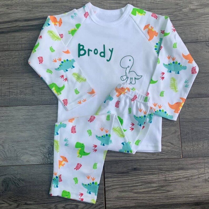 Personalised Pyjamas Pjs Dinosaur Dino Unisex Kids Etsy