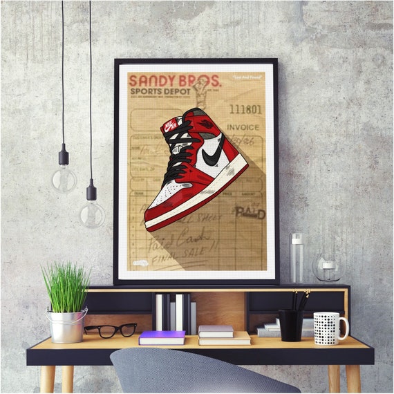 Sneaker Poster Air Jordan 1 Chicago lost and Found - Etsy