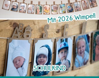 Schoolchild photo garland made of kraft paper 2026