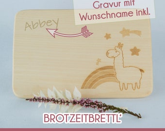 Personalisiertes Brotzeitbrett mit Lama