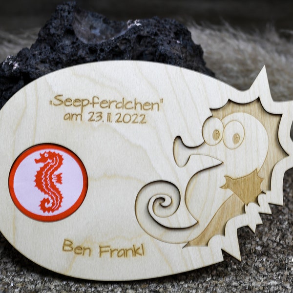 Schwimmabzeichen Wandschild "Seepferdchen"