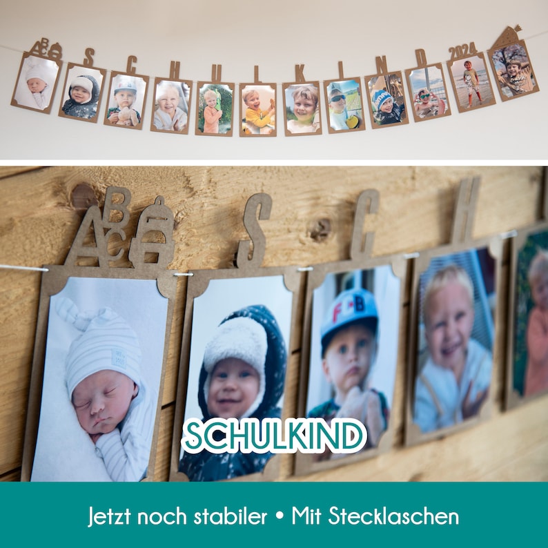 Schulkind-Foto-Girlande aus Kraftpapier Bild 1