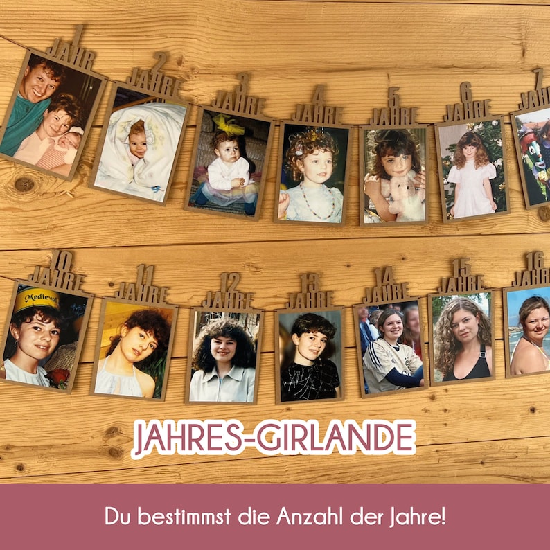 Jahres-Wimpel für Fotogirlande Kraftpapier Bild 1