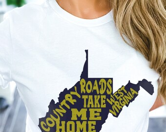 Country Roads WV Shirt, West Virginia Grafik-T-Shirt, Appalachia Geschenk, Mountain State Pride, Retro 304 Bekleidung