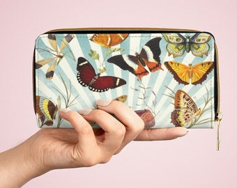 Faux Leather Womens Zipper Wallet  | Card Holder Wallet Clutch Purse | Vegan Leather Women's Wristlet Wallet | Mothers Day Gift for Mom