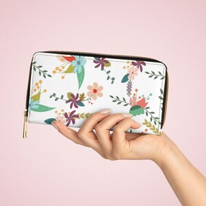 Cartera de piel sintética con cremallera para mujer, tarjetero, bolso de mano, cartera de piel vegana, regalo para el Día de la Madre.