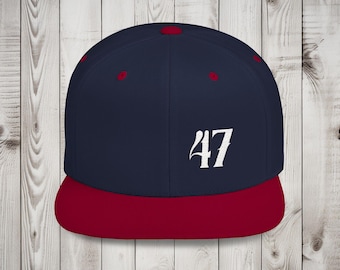 Trump 47 Snapback Hat, MAGA Patriotic Cap, Conservative USA Hat, Embroidered 47 Baseball Cap, Trump Supporter Gift, American Flag Hat