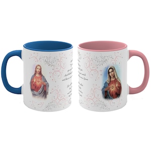 Easter Gift Sacred Heart Jesus Immaculate Heart Mary Mug Catholic Coffee Cup Religious Gift Idea Christian Easter Gift for Mom Gift for Dad