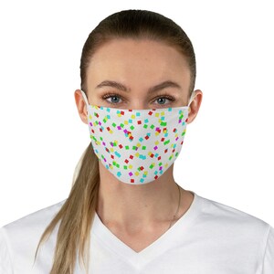 Confetti Print Face Mask: White, Reusable, Polyester