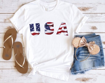 USA Flag T-Shirt Patriotic Graphic Tee 4th of July Shirt