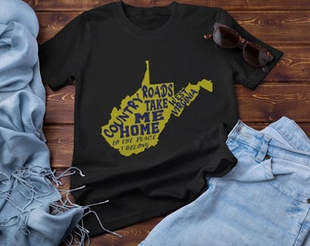 Camiseta "Country Roads" de Virginia Occidental: Orgullo del Estado de la Montaña