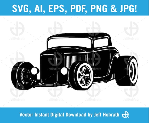 Download Classic American Hot Rod Car Isolated Vector Illustration Digital Download Ai Eps Pdf Svg Png And