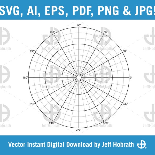 Grille polaire avec cercles concentriques Diagram Chart Vector téléchargement numérique instantané, ai, eps, pdf, svg, png et jpg