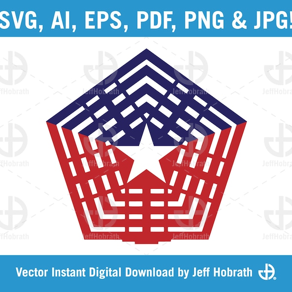 Pentagon in red white and blue isolated vector illustration digital download, ai, eps, pdf, svg, png and jpg