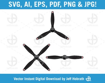 Aircraft Propellars vector illustration digital download, ai, eps, pdf, svg, png and jpg