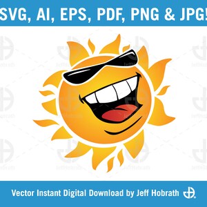 Szczęśliwe słońce kreskówka izolowana ilustracja wektorowa cyfrowe pobieranie, ai, eps, pdf, svg, png i jpg