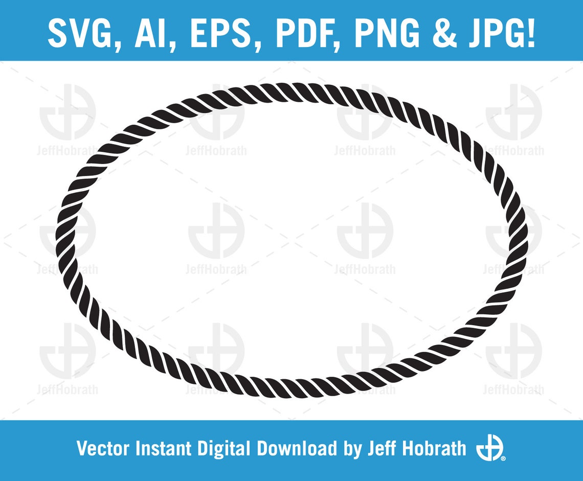 Braided Rope Oval Border Isolated Vector Illustration Digital Etsy