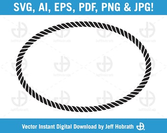 Braided Rope Oval Border isolated vector illustration digital download, ai, eps, pdf, svg, png and jpg