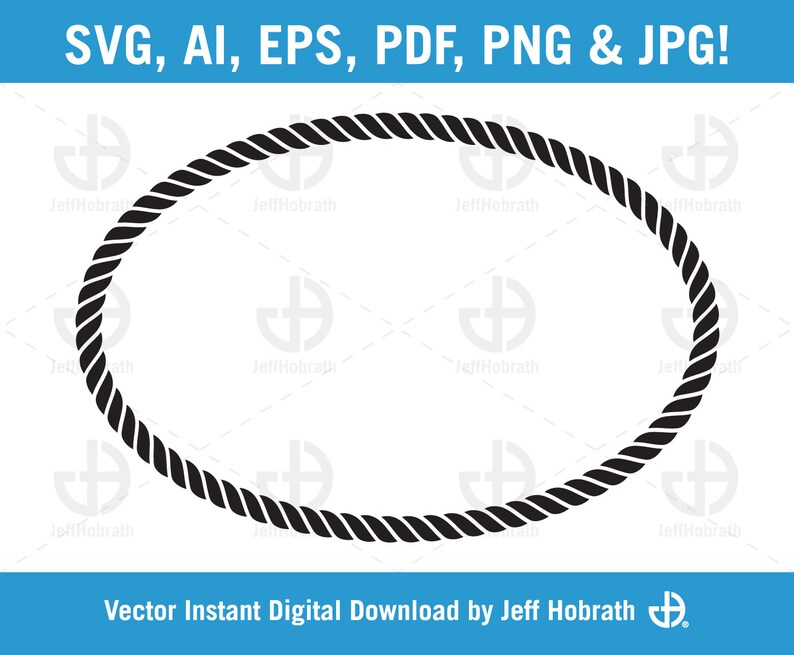 Braided Rope Oval Border Isolated Vector Illustration Digital Etsy