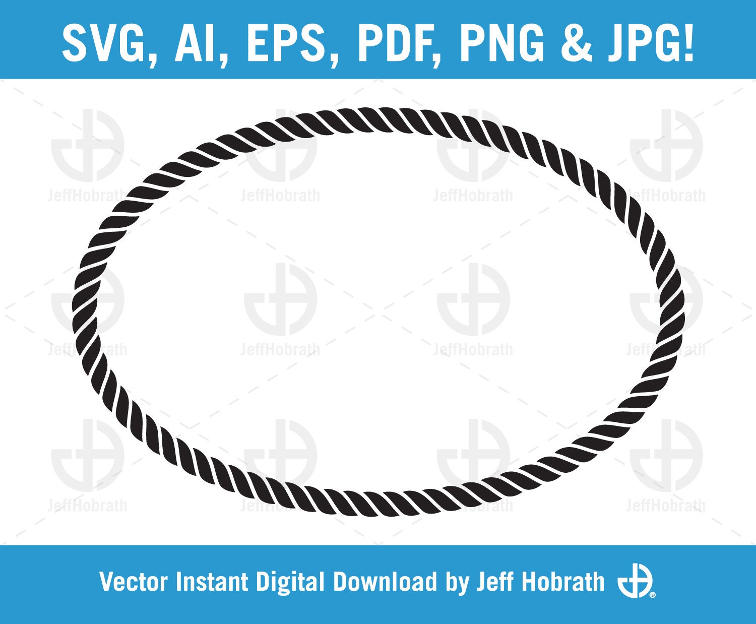 Braided Rope Oval Border isolated vector illustration digital Etsy