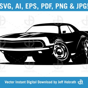 Classic American Muscle Car vector illustration instant digital download, ai, eps, pdf, svg, png and jpg