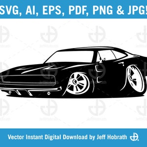 Klassieke Amerikaanse Muscle Car geïsoleerde vector illustratie digitale download, ai, eps, pdf, svg, png en jpg