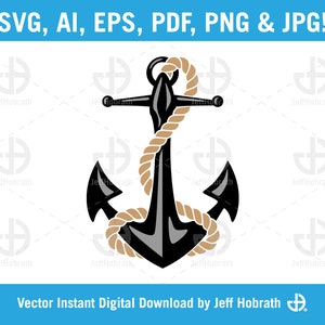 Anchor and Rope color isolated vector illustration digital download, ai, eps, pdf, svg, png and jpg