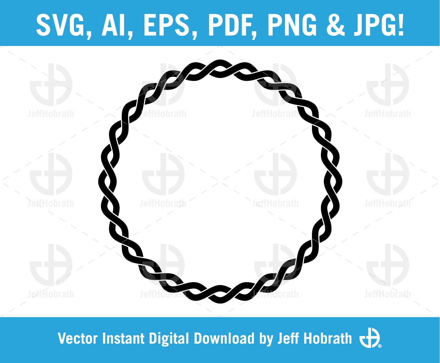 Twisted Rope Chain Vector Illustration Digital Download, Ai, Eps, Pdf