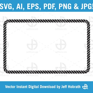 Gevlochten touw rechthoek grens geïsoleerde vector illustratie digitale download, ai, eps, pdf, svg, png en jpg