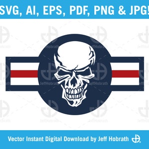 Militaire luchtvaart schedel kleur geïsoleerde vector illustratie digitale download, ai, eps, pdf, svg, png en jpg