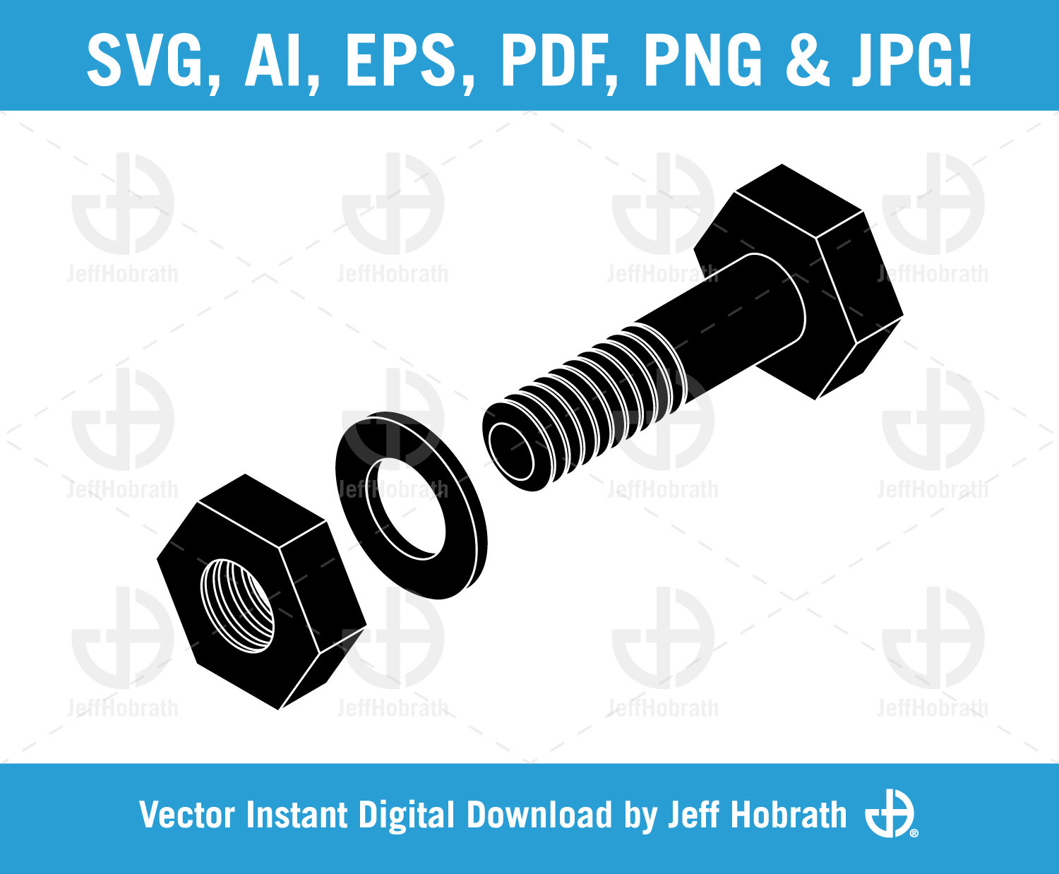 Nut Bolt Washer isometric isolated vector illustration Etsy