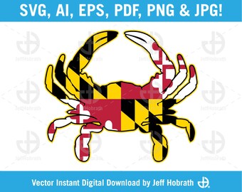 Maryland Flag Crab isolated vector illustration instant digital download, ai, eps, pdf, svg, png and jpg