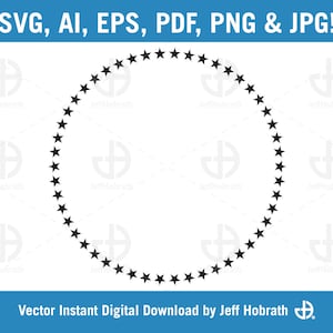 50 sterren in een perfecte cirkel geïsoleerde vectorillustratie digitale download, ai, eps, pdf, svg, png en jpg