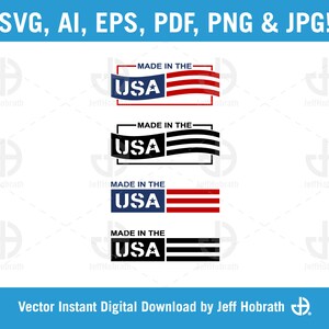 Gemaakt in de VS patriottische Amerikaanse logo tag ontwerpen instellen vector illustratie digitale download, ai, eps, pdf, svg, png en jpg