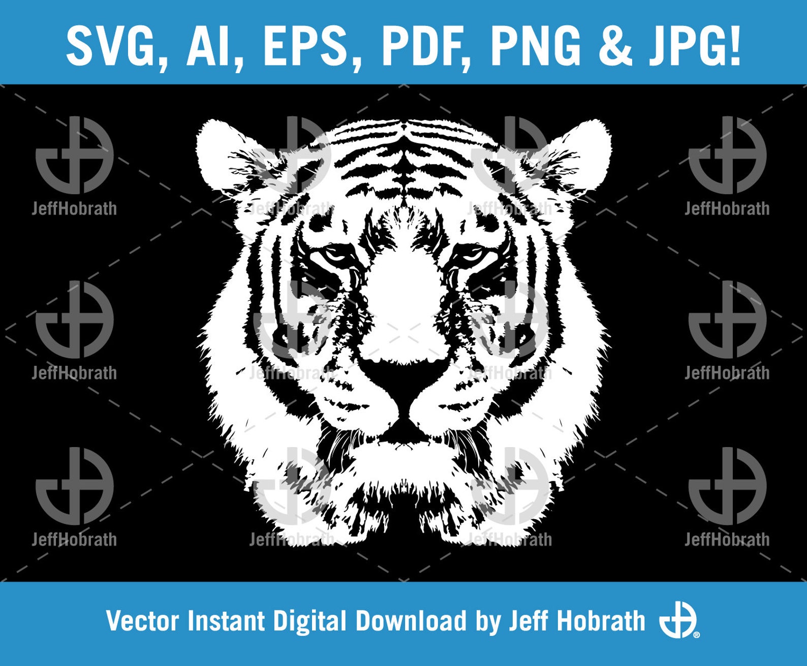 White Tiger vector illustration digital download ai eps | Etsy